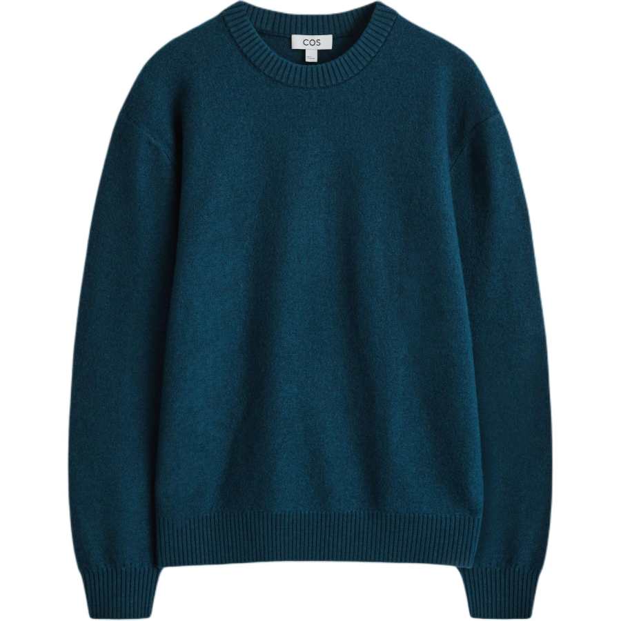 COS COS Sweaters Men's Dark Blue Green Crew Neck Thickened