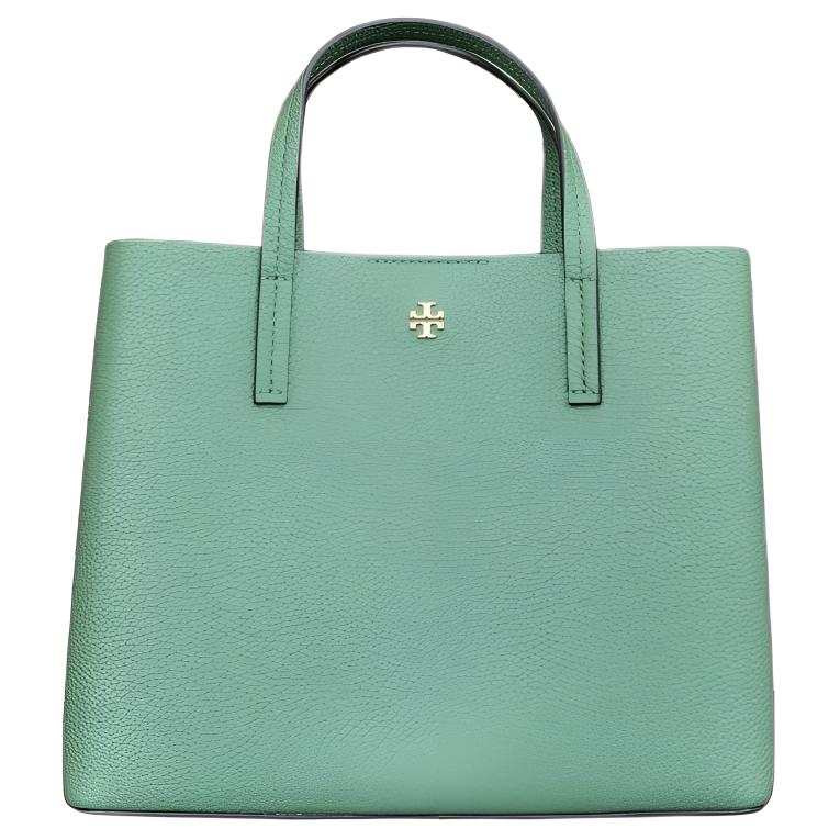 TORY BURCH Blake Calfskin Tote Bag, Shopping Bag, Shoulder Bag, Crossbody Bag, Handbag Small Women's Green