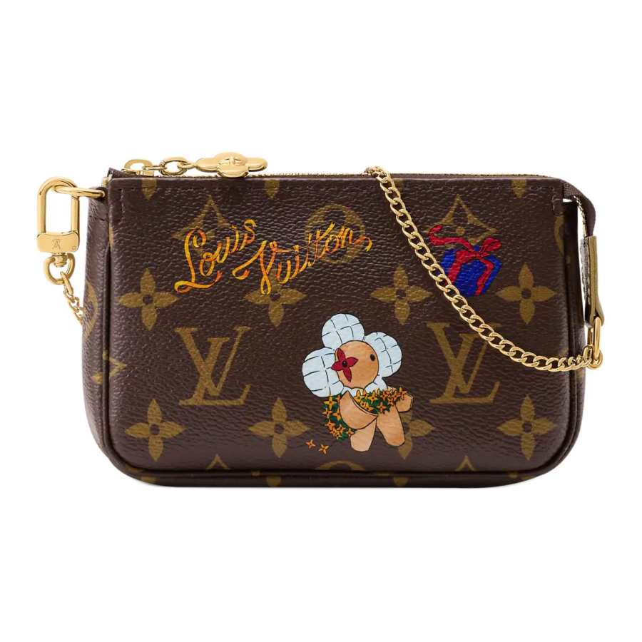 LOUIS VUITTON POCHETTE ACCESSOIRES Coated Canvas Shoulder Bag Mini Women's Brown