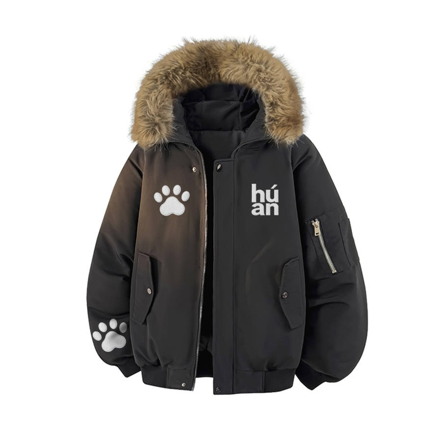 HUANQIU Puffer Jackets Unisex Hooded Thickened Puffer Jacket
