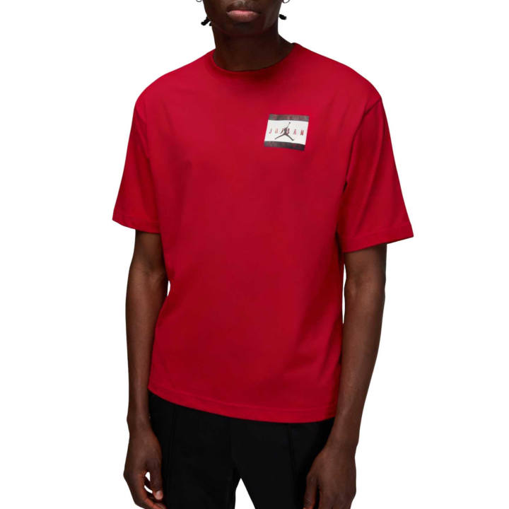 Jordan Jordan BRAND T Shirts Men's Gym Red/Black Crew Neck Moderate Straight Fit