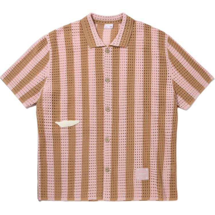 Li-Ning Li Ning Knitwear Unisex Almond/Peach Pink Lapel Moderate Cardigan