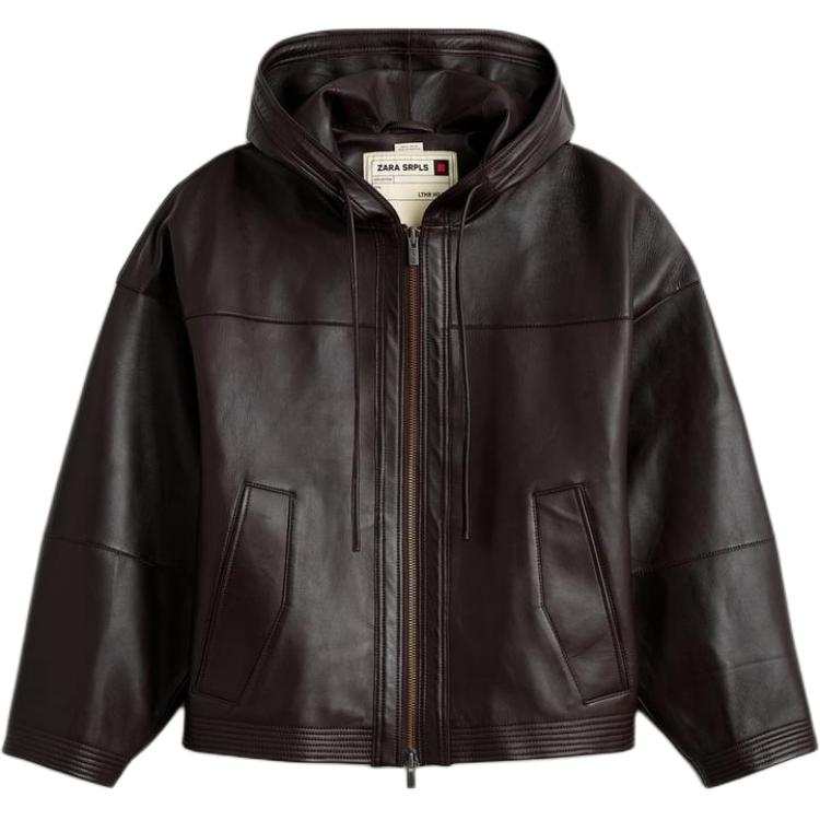 ZARA Jackets Men's Dark Brown Hooded Moderate Other