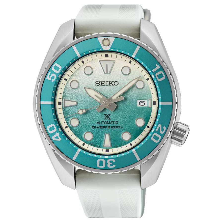 SEIKO Prospe Automatic Mechanical Movement Silicone Strap Watch 45mm Men's Watches Green Dial