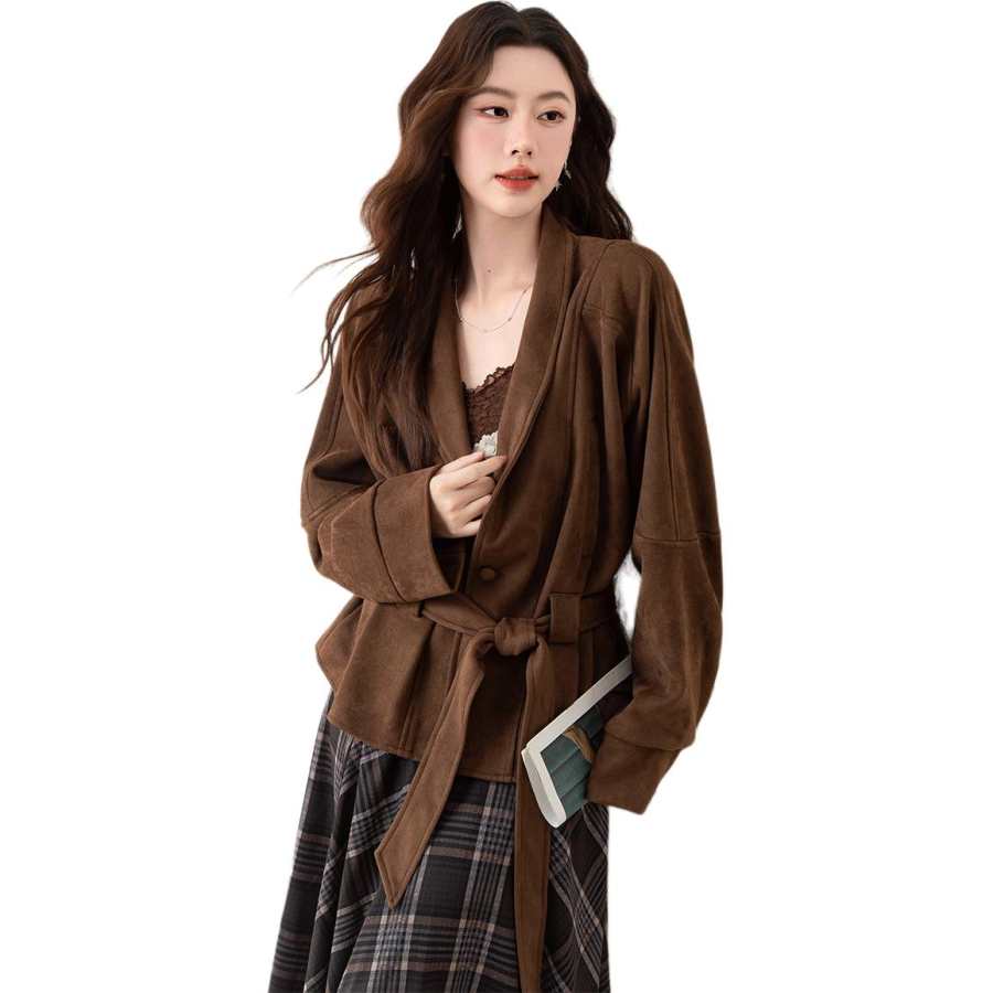BALENO Jackets Women's Coffee V Neck Moderate Other