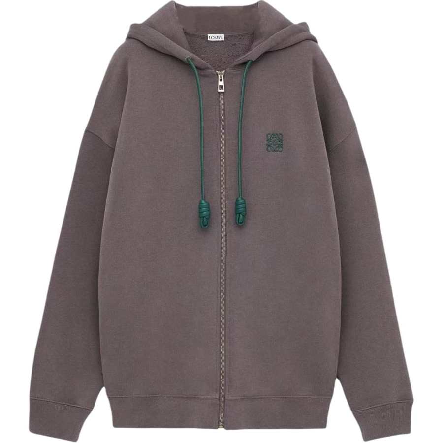 LOEWE Loewe Logo Embroidered Zipped Drawstring Hoodie