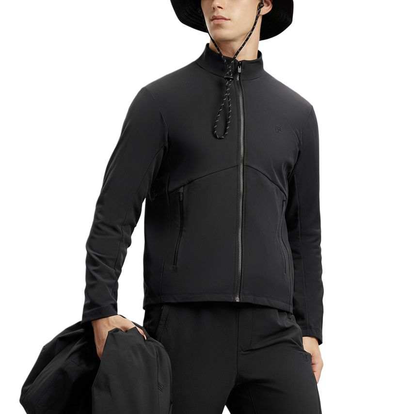 FILA EXPLORE Outdoor Hiking Waterproof, Windproof, And Breathable Windbreaker Jacket Men's Pitch Black
