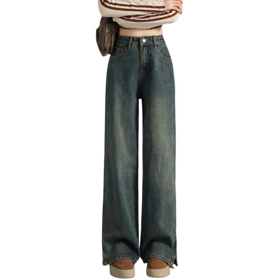 Tonlion Jeans Women's Vintage Blue Moderate Straight Fit Pants