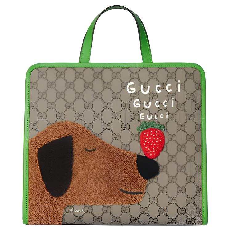 GUCCI GG Supreme Canvas Handbag Kids' Beige & Dark Brown
