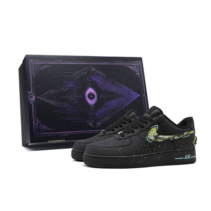 Nike Nike Air Force 1 Low top Skateboard Shoes Unisex Black Green