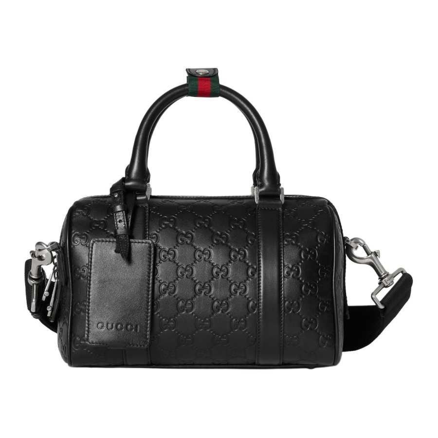 GUCCI GG Emblem Leather One Shoulder Handbag Small Men's Black