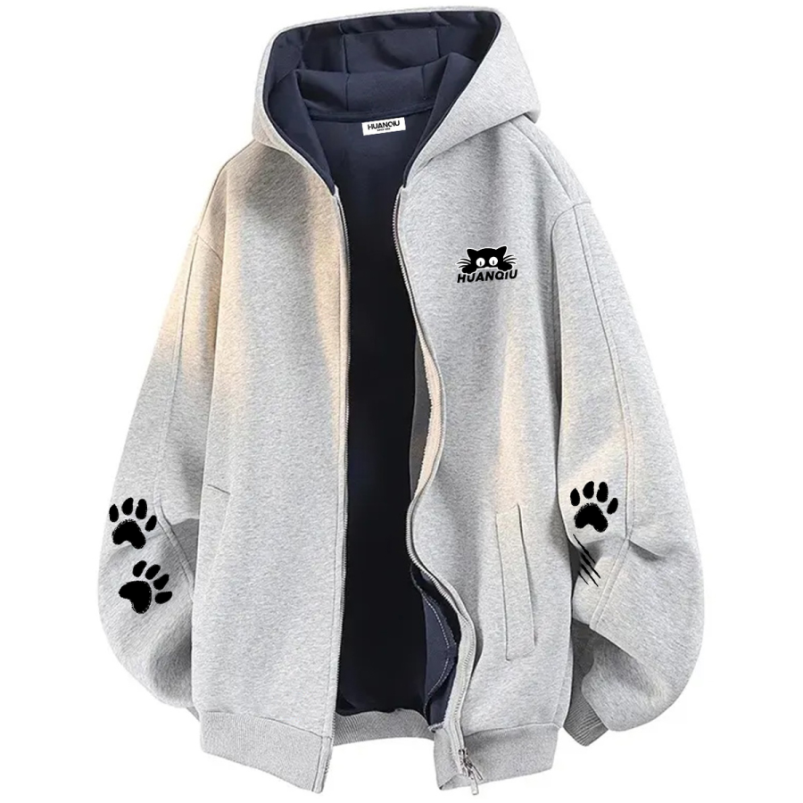 HUANQIU Sweatshirts Unisex Hooded Moderate Cardigan