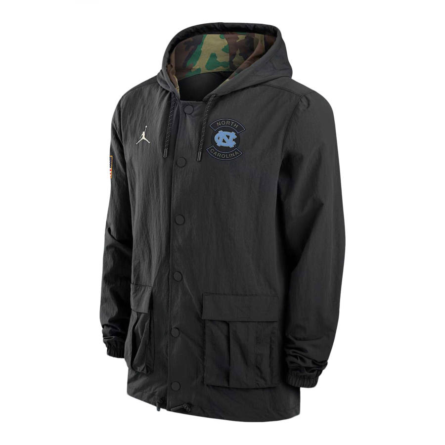 Jordan Jordan North Carolina Men's Jordan Brand Full-Snap Hooded Military Jacket