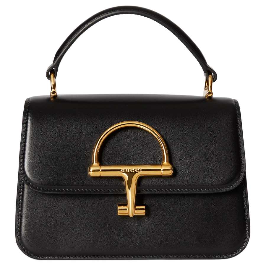 GUCCI Leather One Shoulder Handbag Small Women's Black
