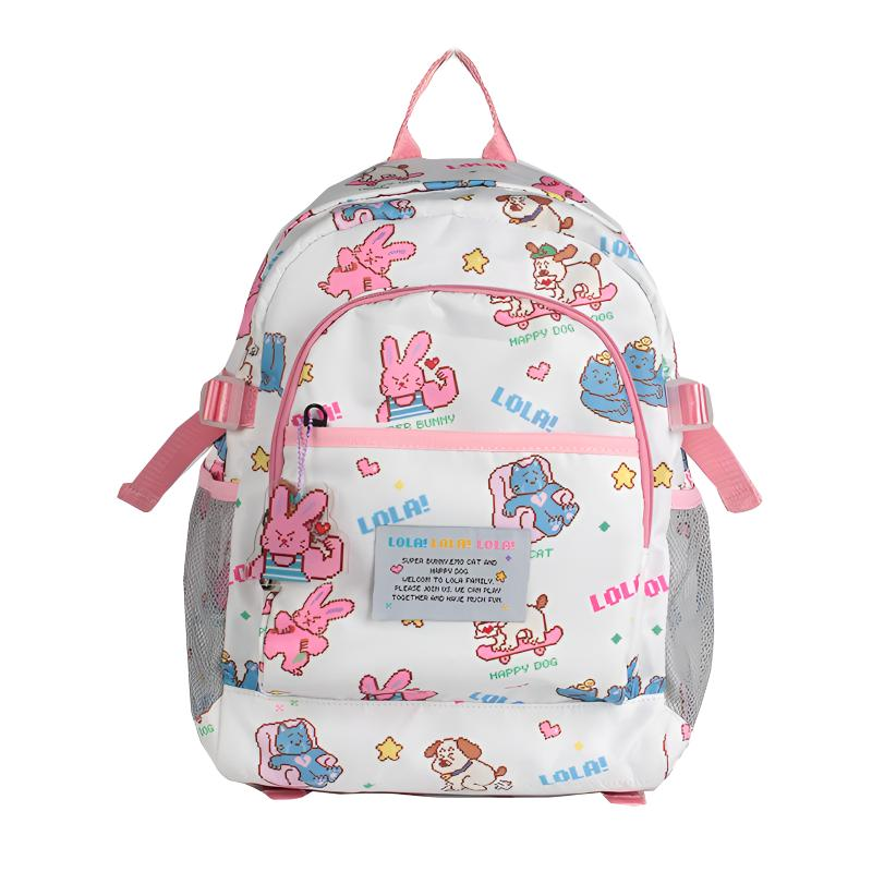 LOLA DESIGN Fabric Backpack Women's Milk White/Royal Blue