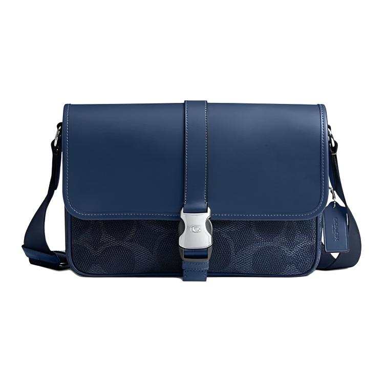 COACH League Cow Leather Crossbody Bag, Shoulder Bag Large Women's Blue