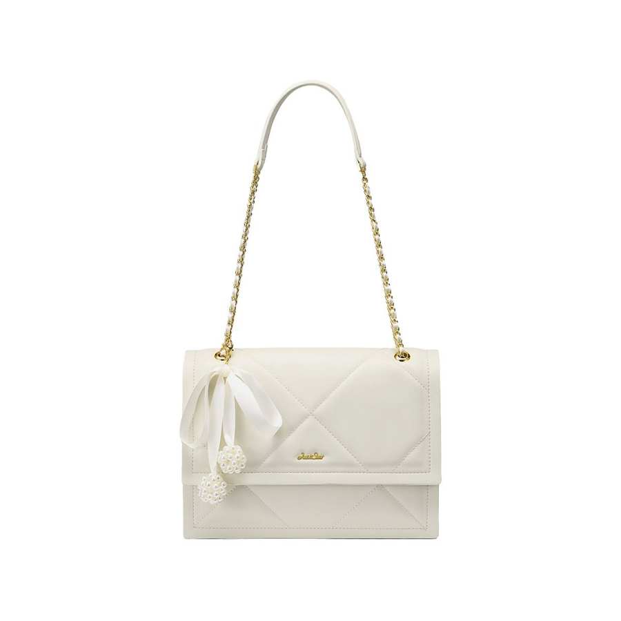 JUST STAR Synthetic Leather Portable Underarm Crossbody Bag, Shoulder Bag Medium Women's White