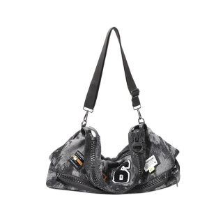 MASTER CANVAS Shoulder Bag, Crossbody Bag, Travel Bag, Gym Bag Regular Unisex Black Gray