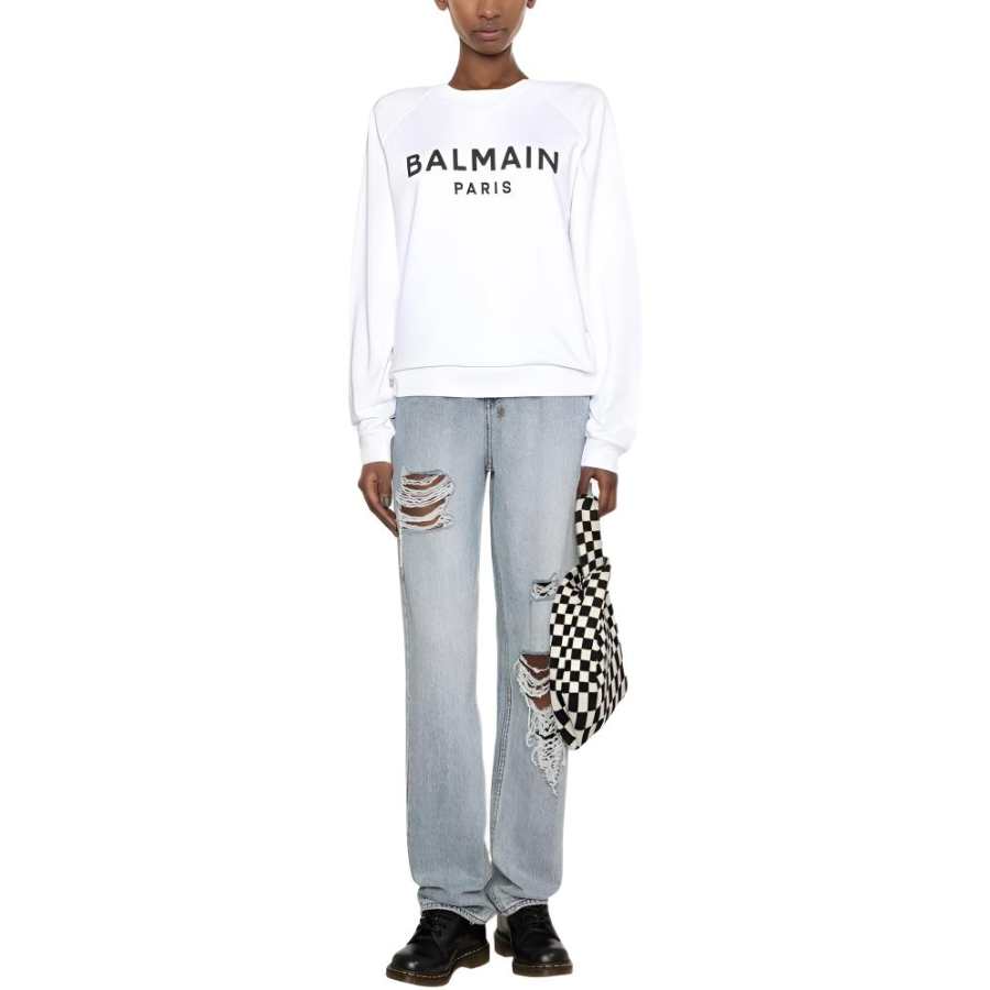BALMAIN BALMAIN Sweatshirts Women's White Crew Neck Moderate Regular