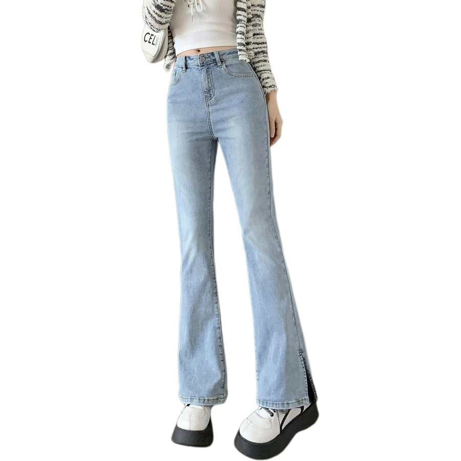Tonlion Jeans Women's Light Blue Moderate Flared Pants