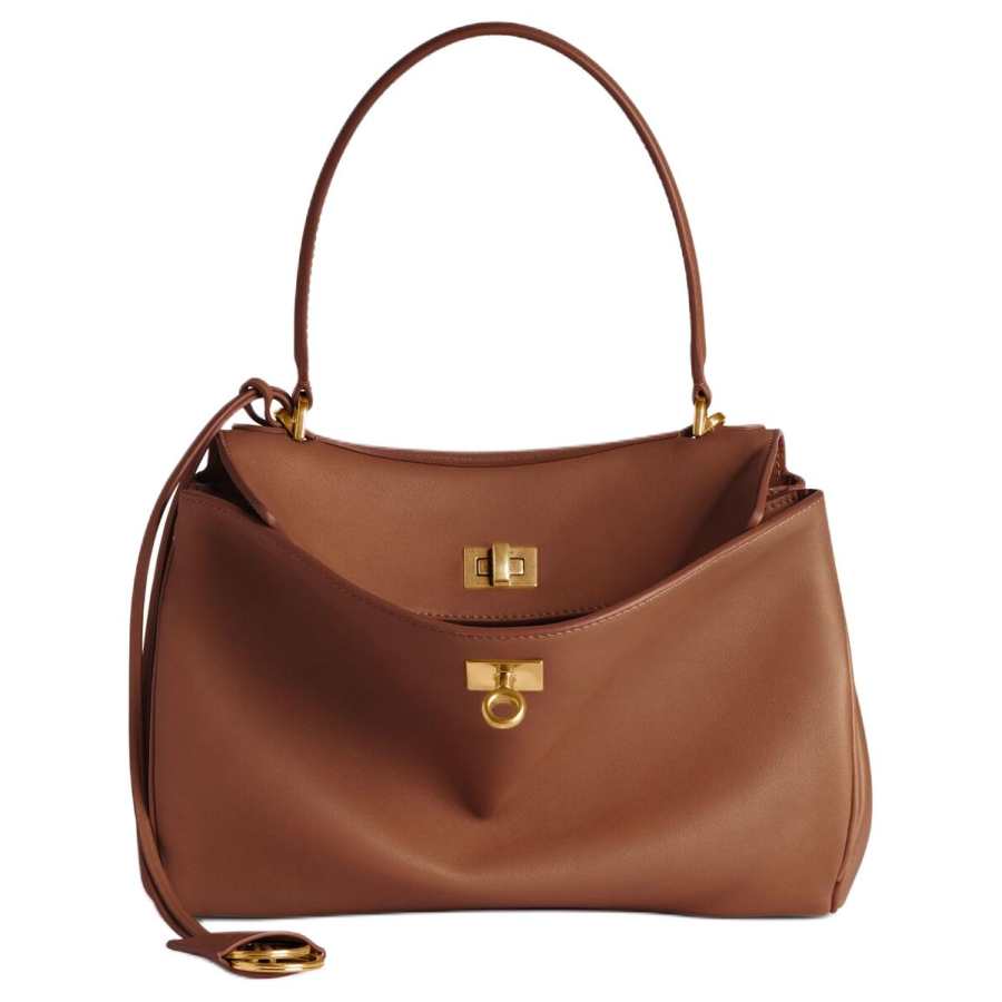 Balenciaga Rodeo Cow Leather One Shoulder Handbag Small Women's Brown