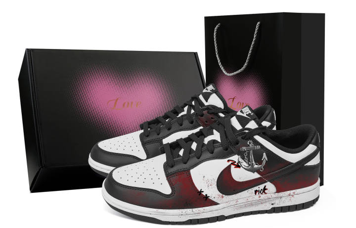 Nike Nike Dunk Showa Records Abrasion Resistant Low top Skateboard Shoes Unisex Black Red
