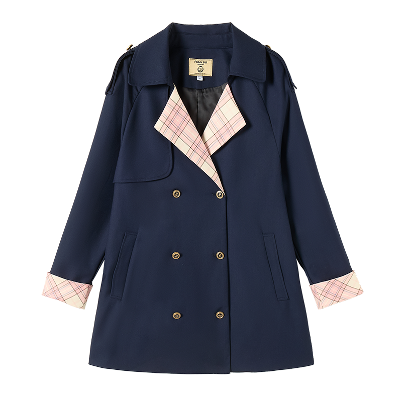 FABRIC PIG Trench Coats Women's Trench Coat+Free School Badge Suit Collar Moderate Other