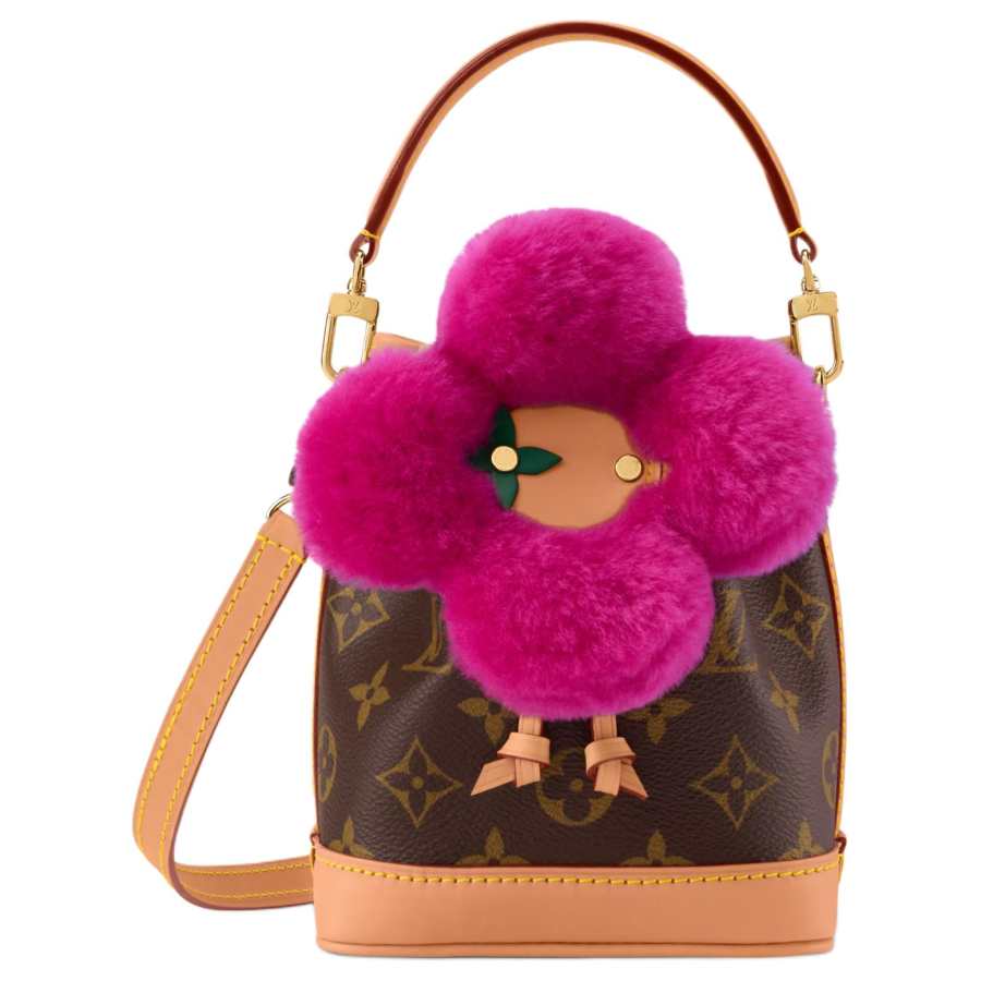 LOUIS VUITTON Coated Canvas One Shoulder Handbag Women's Brown & Rose Red