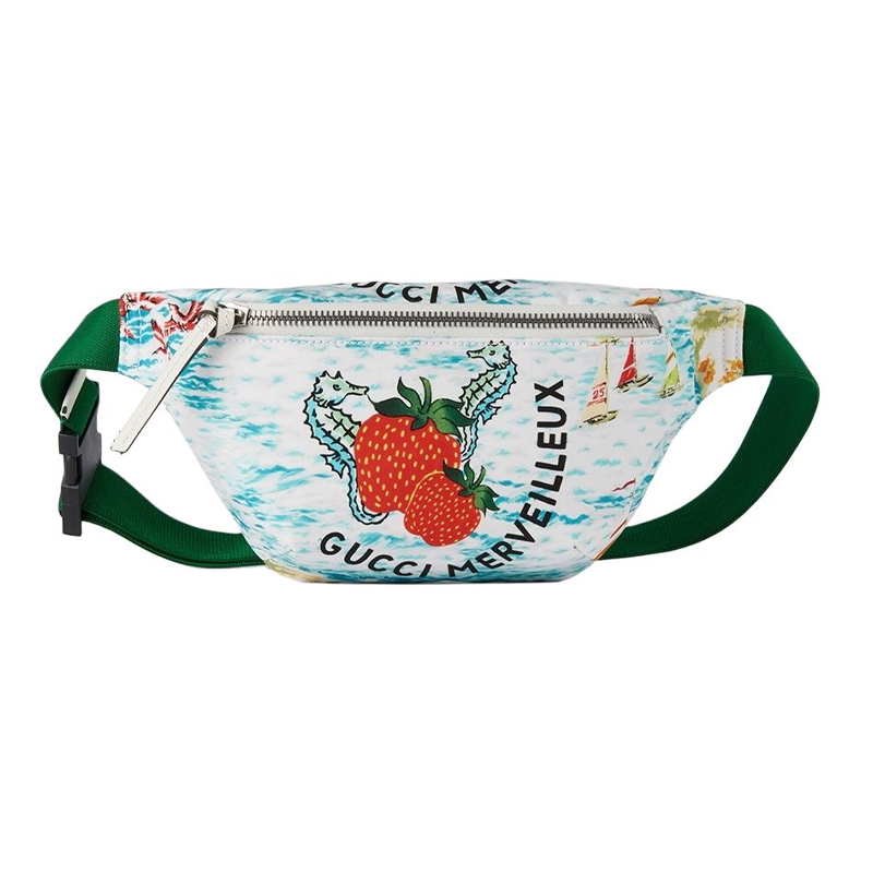 GUCCI Recycled Nylon Fanny Pack, Sling Bag, Kids' Bag Kids' White/Red/Light Blue
