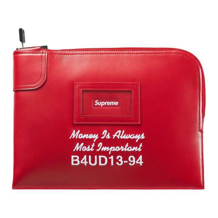Supreme Supreme Calfskin Clutch Regular Unisex Red