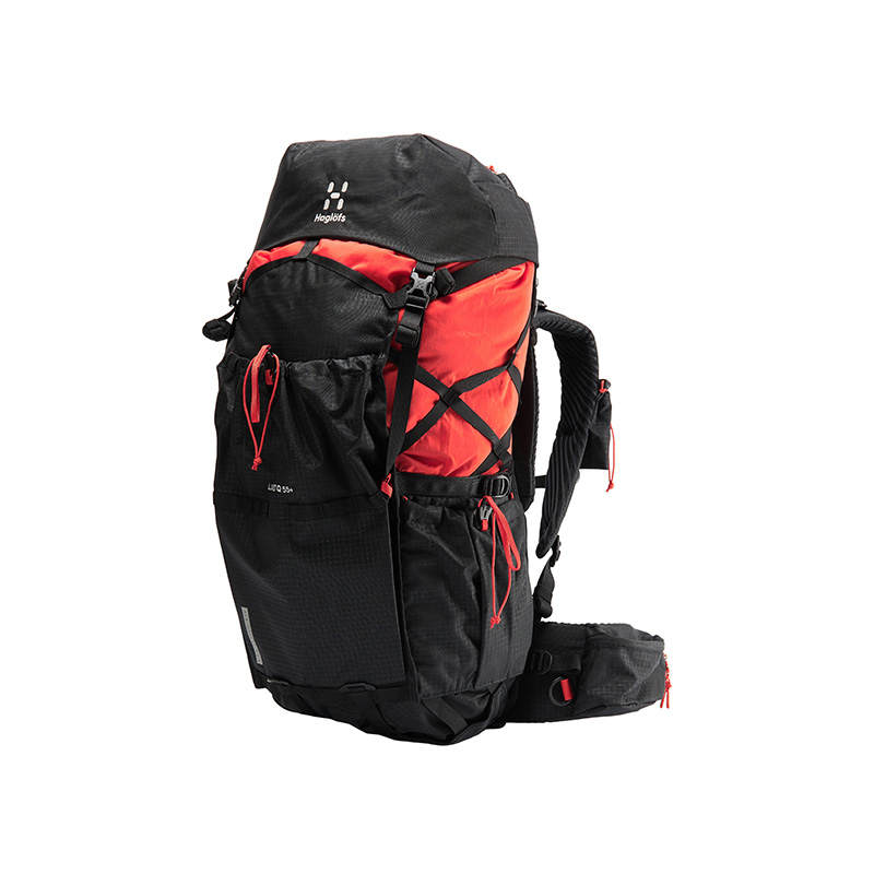 HAGLÖFS 55L Outdoor Bags Recycled Fabric Black Red Unisex