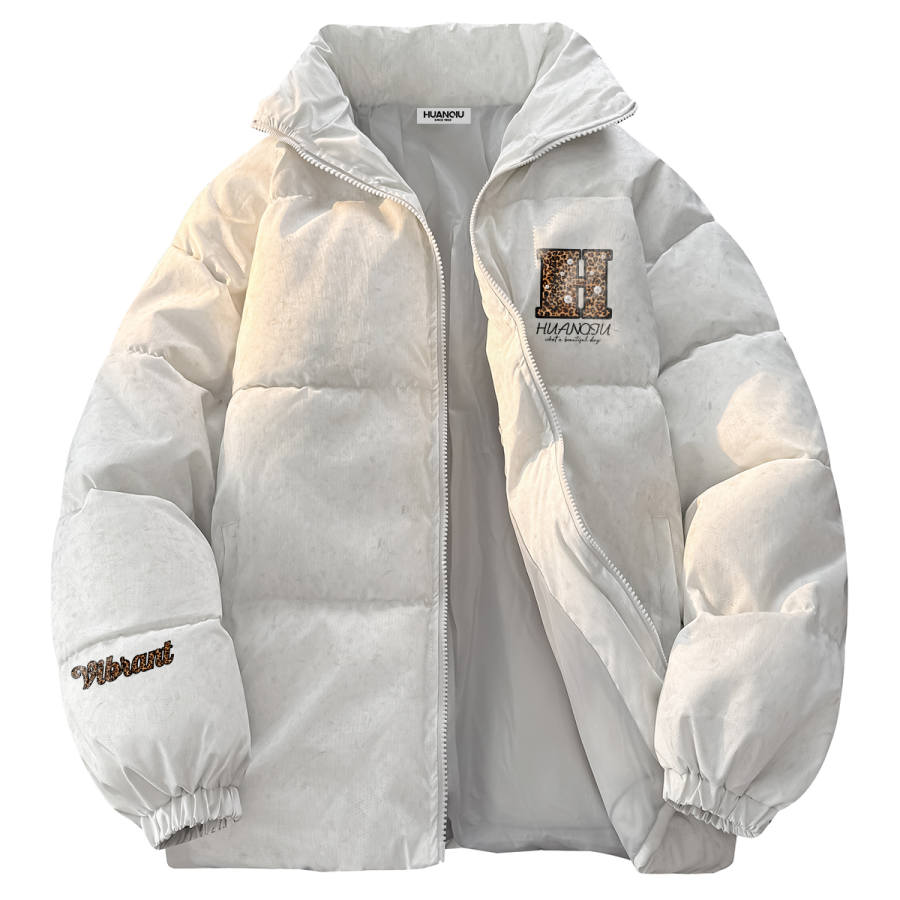 HUANQIU Puffer Jackets Unisex Stand Collar Thickened Padded Puffer Jacket
