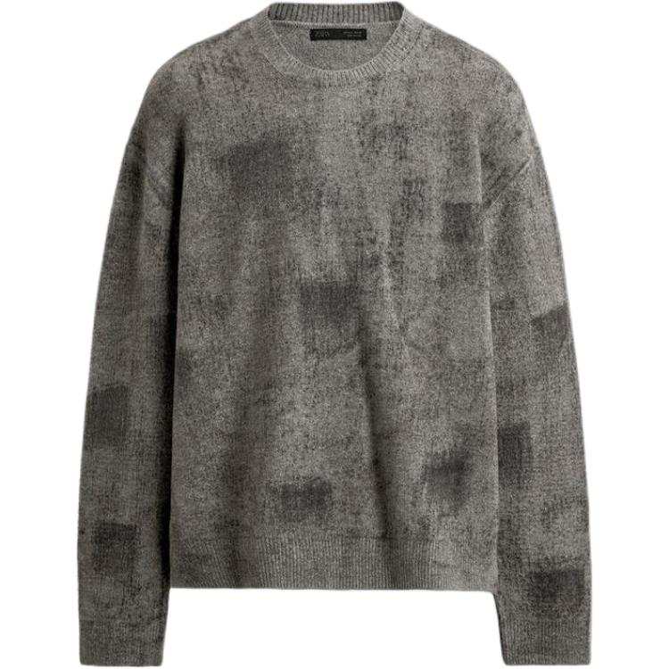 ZARA Knitwear Men's Gray Crew Neck Moderate