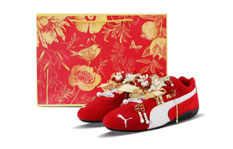 PUMA Speedcat Go Lightweight Low top Casual Shoes Unisex Gold Red