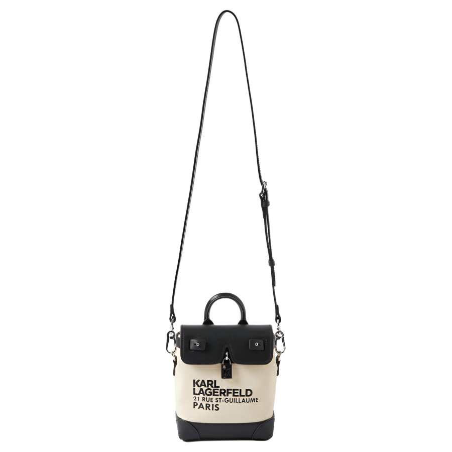 KARL LAGERFELD / Karl Lagerfeld Jeans Fabric With Cow Leather Handbag Men's White & Black