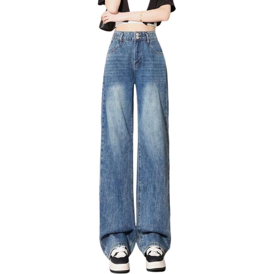 Tonlion Jeans Women's Vintage Blue Moderate Wide Leg Pants
