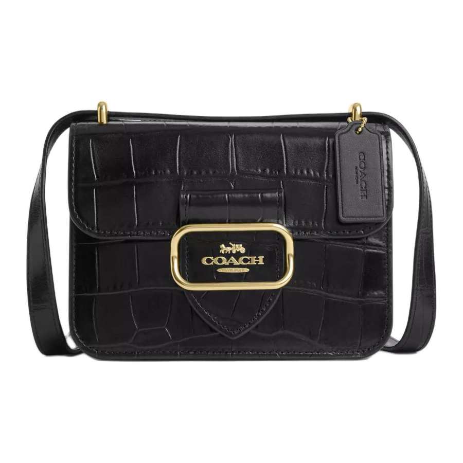 COACH Cow Leather Square Bag, Shoulder Bag, Crossbody Bag Small Women's Bright Black