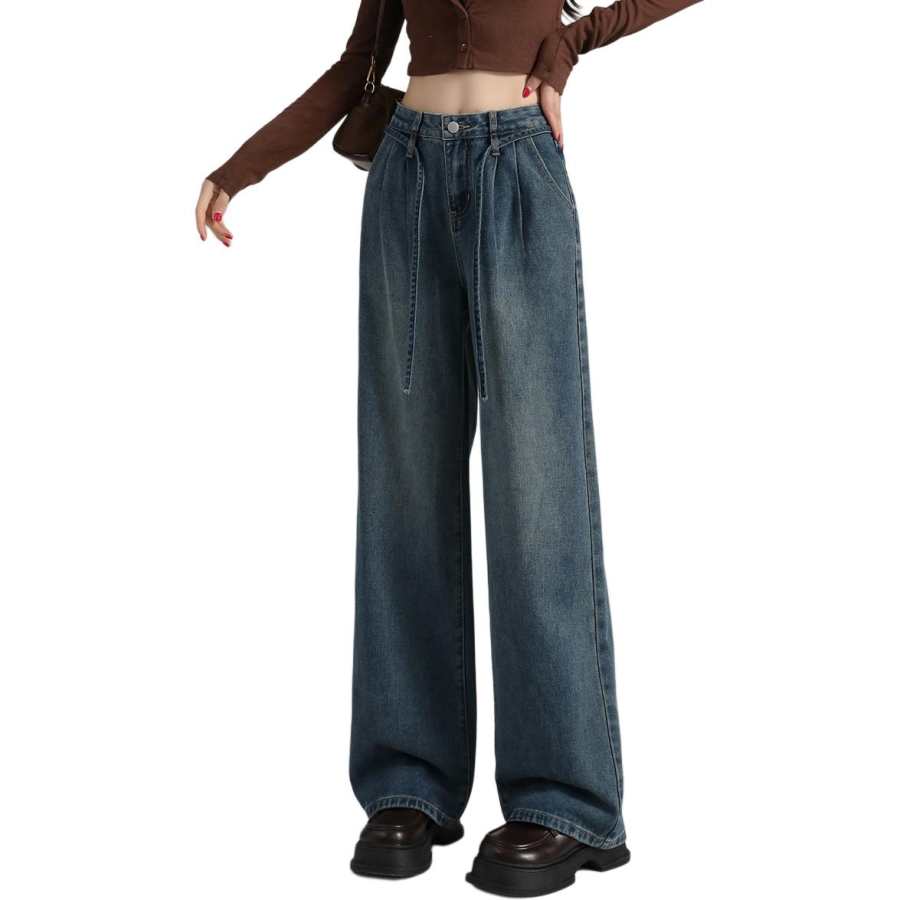 Tonlion Jeans Women's Dusty Blue Moderate Wide Leg Pants