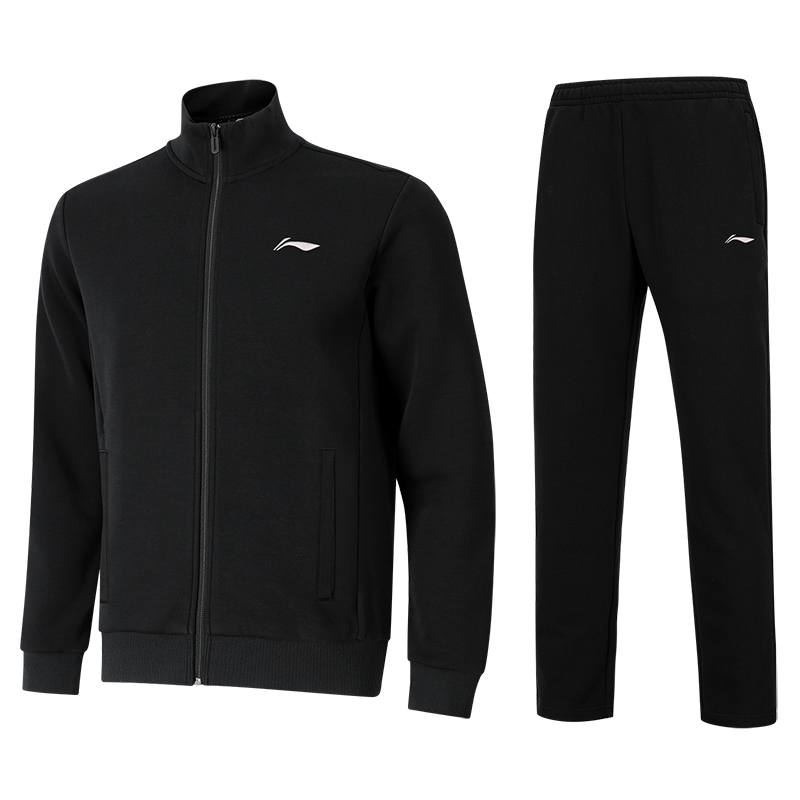 Li-Ning Li Ning Fall Winter, Thickened And Fleece Lined Thermal Coat, Straight Fit Pants, Casual Two Piece Set