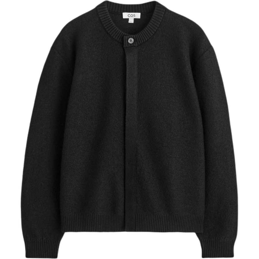 COS Knitwear Men's Black Crew Neck Moderate Cardigan