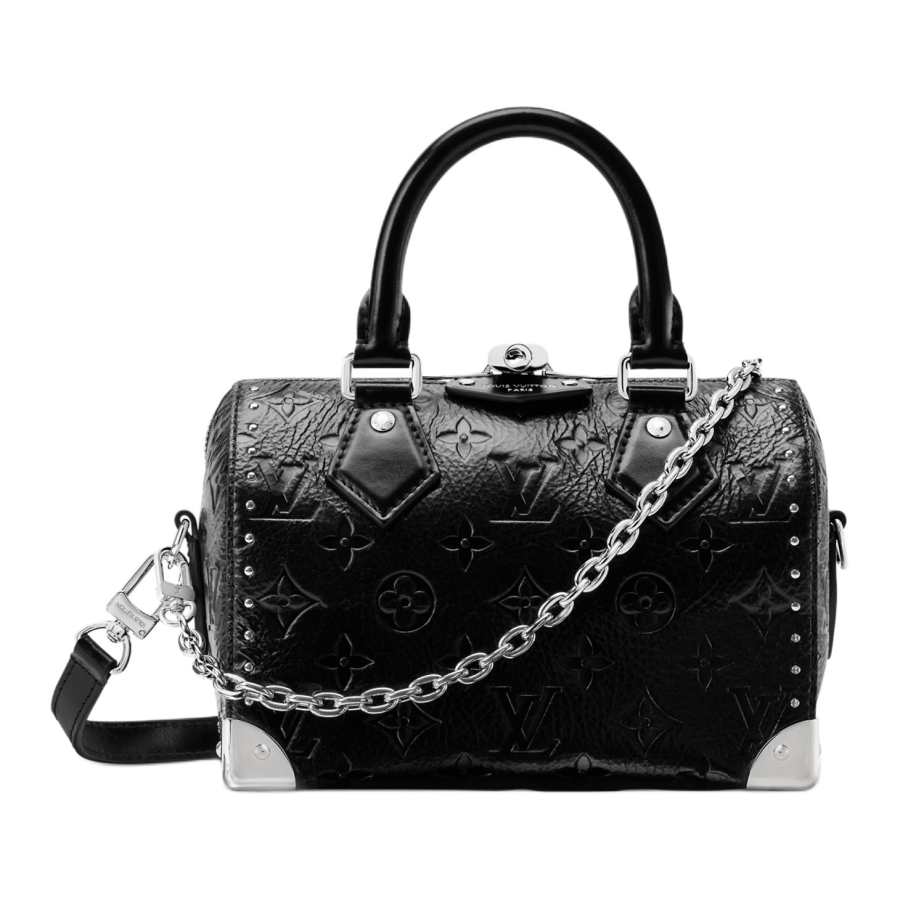 LOUIS VUITTON SpeedyTrunk Cow Leather One Shoulder Handbag 20 Women's Black