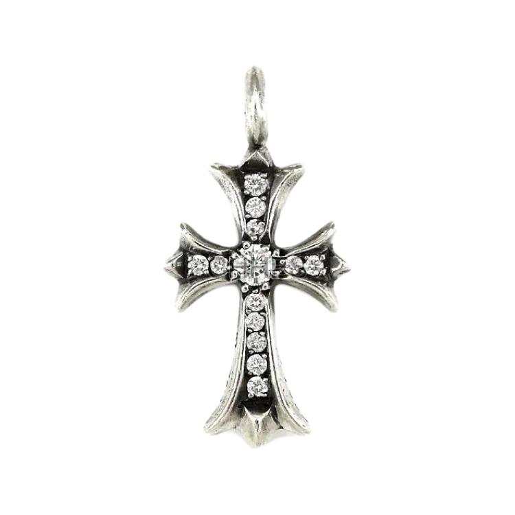 Chrome Hearts 925 Sterling Silver With Diamond Pendants Unisex Silver