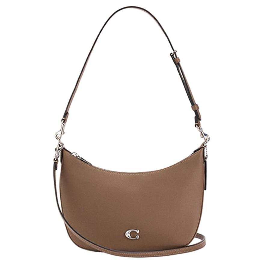 COACH Cow Leather Shoulder Bag Small Women's Dark Rock Brown