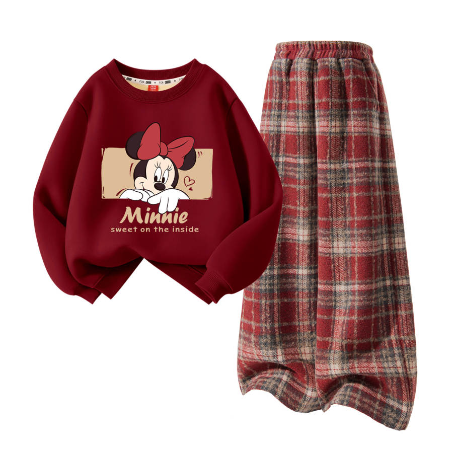 Disney Casual Sportswear Fleece Lined Soft And Comfortable Fashion 2 Piece Set Kids'