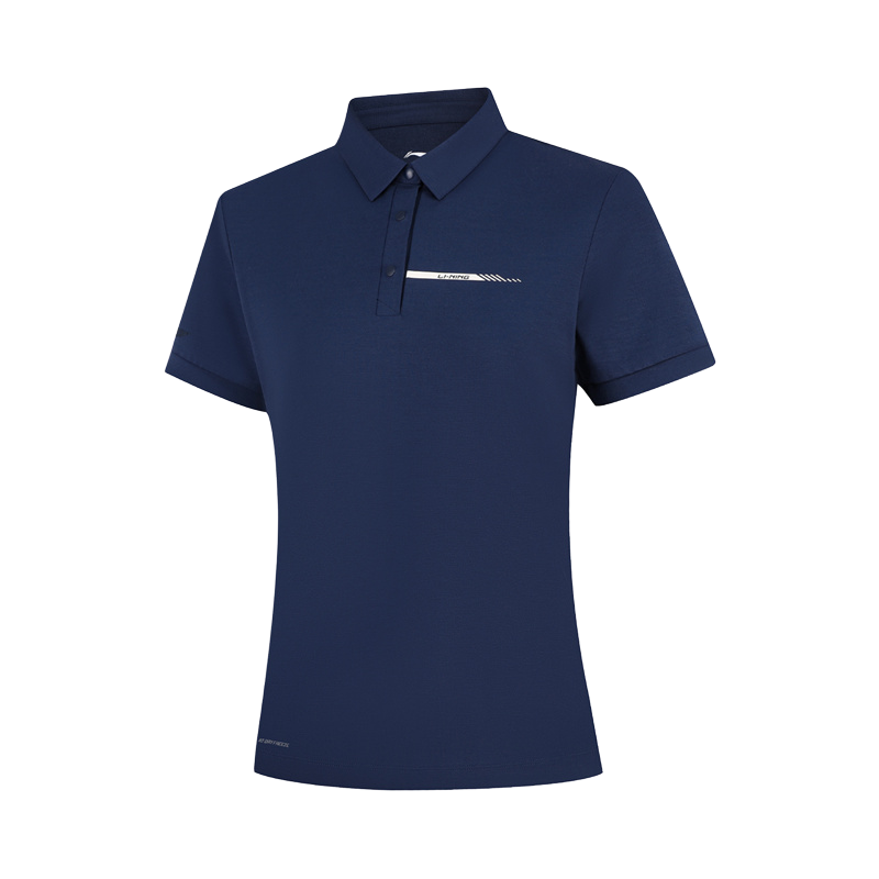 Li-Ning Li Ning Polo Shirts Women's Dark Ship Blue Lapel Moderate Nipped In Waist