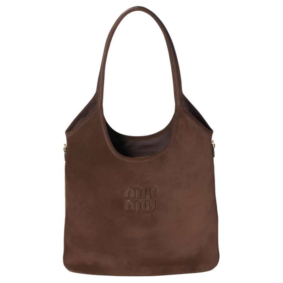 MIU MIU Ivy Leather Handbag Women's Dark Brown
