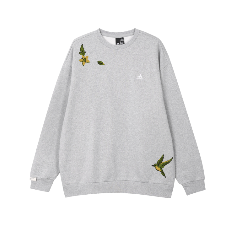 Adidas Adidas Sweatshirts Unisex Medium Heather Gray Crew Neck Thickened Regular