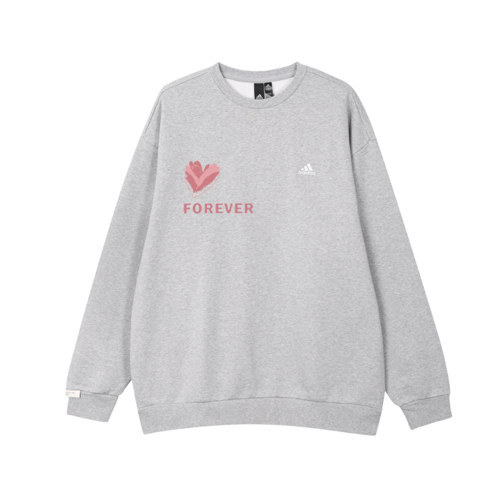 Adidas Adidas Sweatshirts Unisex Medium Heather Gray Crew Neck Thickened Regular