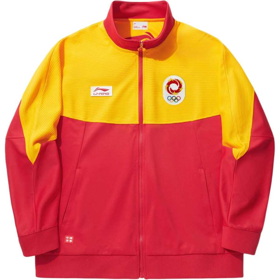 Li-Ning Li Ning Jackets Men's Honor Red/Spectrum Yellow Stand Collar Moderate Other