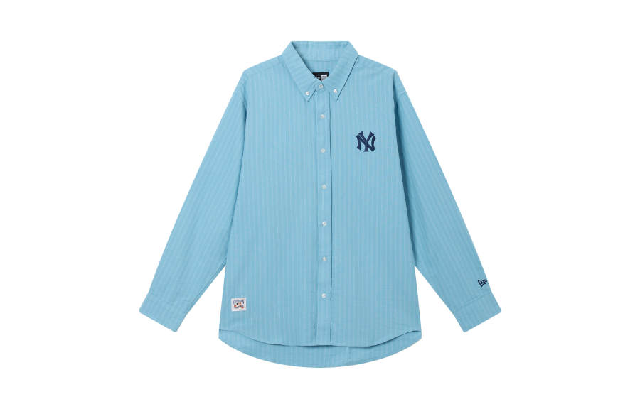 New Era Shirts Unisex Cyan Stripes Lapel Moderate